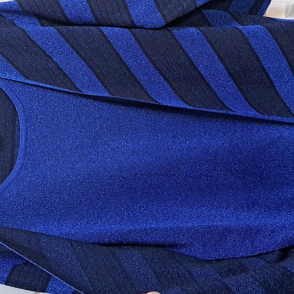 Alfred Dunner Blue/Black Shimmer Built-In Sweater Cardigan. Size Large NWT - Picture 3 of 7